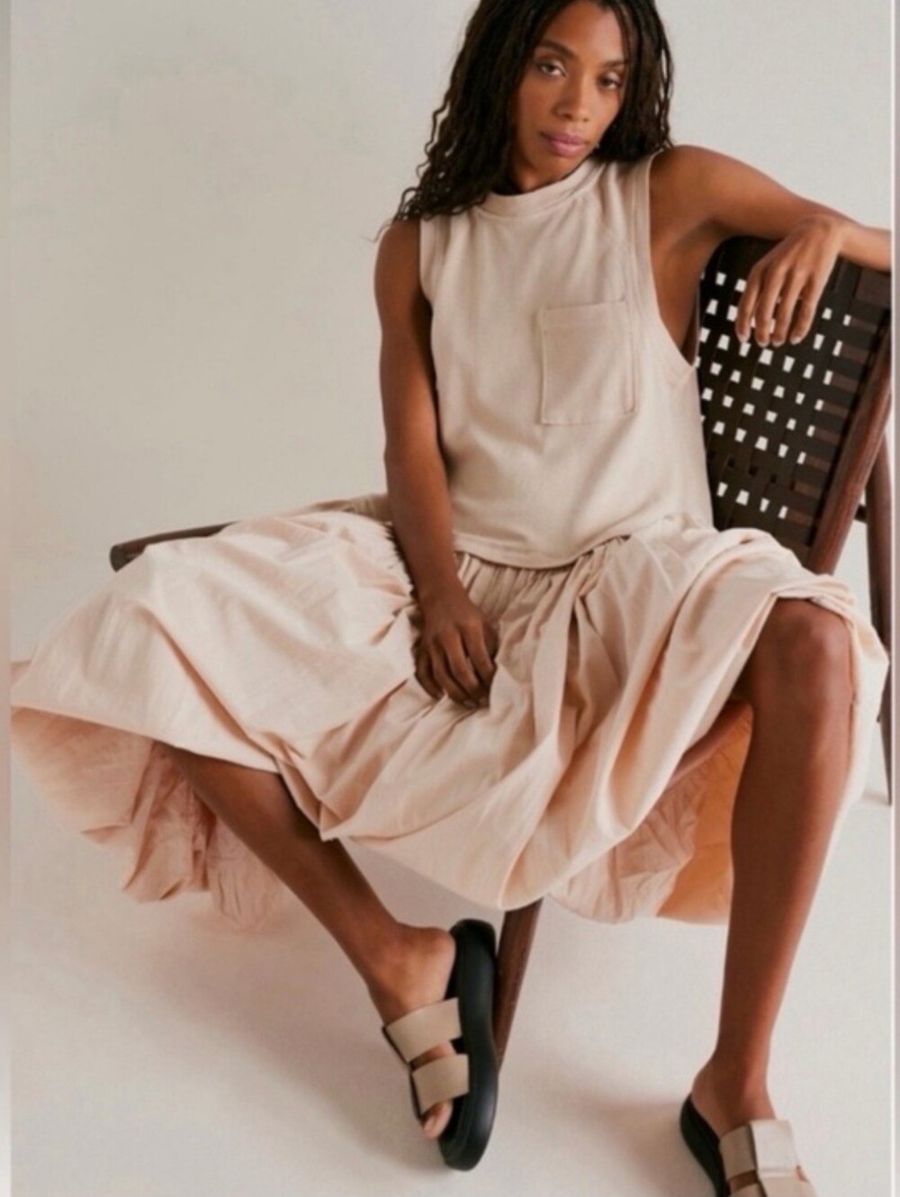 Free People Calla Lily Maxi Dress Sandstone Sz S Pocketed Relaxed Boho Beach - Picture 4 of 14